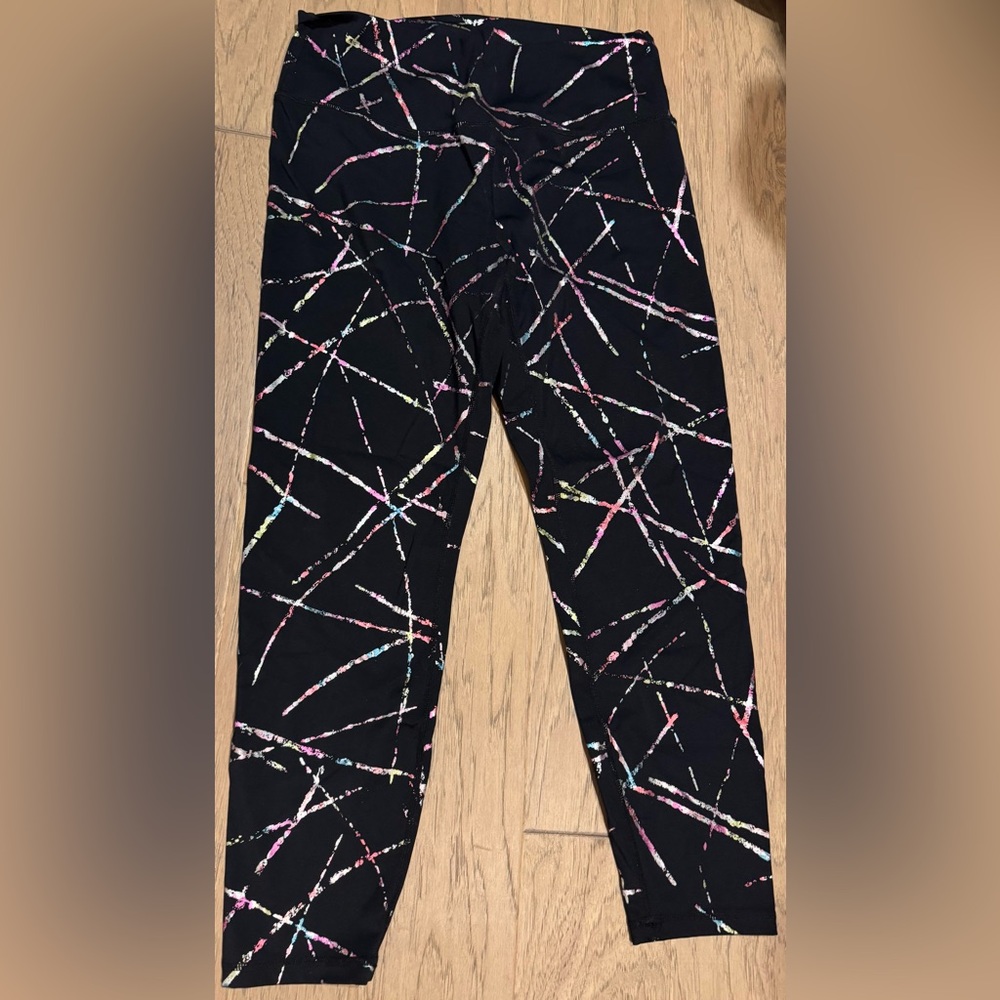 Stylish Black Leggings with Colorful Pattern